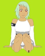 drawing giantess color barefoot soles shrunken_men sitting at_feet looking_at_tiny