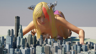 breasts giantess city blonde destruction skyscrapers looking_at_victims tiny_mk viviankitty digital_render