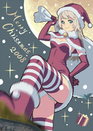 drawing blonde color long_hair leggings unknown_artist point_of_view christmas_outfit snow_boots