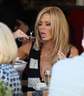 collage vore blonde mouth lips indoors necklace aware dining
