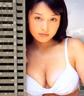giantess collage city cleavage asian face skyscraper looking_at_viewer