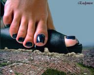 crush collage city mega destruction barefoot shoes endymion nail_polish suburbs giantess_feet