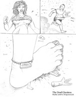 drawing crush monochrome barefoot shrunken_men cruel under_foot deaf_giantess