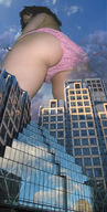 collage panties mega buildings helicopter low_angle looking_down clouds sky point_of_view from_below looking_at_viewer behind_view