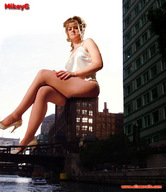 giantess collage high_heels lingerie mikeyg looking_at_viewer elise legs_crossed canal sitting_on_building