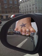collage city traffic buildings unknown_artist highway vehicles tattoo toe_ring giantess_feet rear_view_mirror