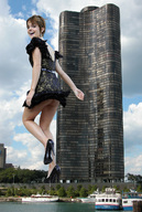 giantess collage city butt high_heels low_angle celebrity short_hair skyscraper boats emma_watson looking_back looking_at_viewer docop water_front