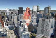 giantess collage city destruction skyscrapers looking_at_viewer melissa_giraldo