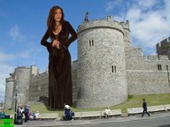 giantess collage brunette castle shrunken_people rehite looking_at_tiny