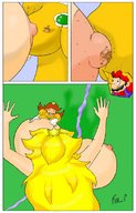 breasts drawing growth giantess chief nude giga blonde comic color mario princess_peach huge_breasts brunette multiple_sizes gloves dress crown giantesses nipple_crush princess_daisy cutaway hanging_from_breast