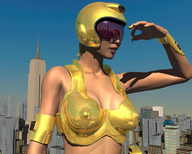 giantess size_difference city alien handheld walking skyscrapers grabbing between_fingers rooftop examining helmet visor scanning digital_render