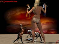 giantess nude handheld sunset horses guns defeated cowboys digital_render
