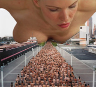 breasts giantess collage nude city cleavage lying_down tolik crowds imminent_vore imminent_crush shipping_pier looking_at_tiny