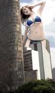 giantess collage city swimsuit low_angle asian looking_down skyscraper point_of_view looking_at_viewer gtsmakerdj mega Mega bikini story stretching yoko_matsugane low_angle 