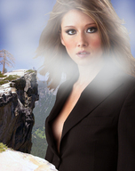 misty collage mega blonde mountains clouds business_woman looking_at_viewer jewel_staite cliff gtsmakerdj story fog Mega