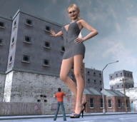 giantess blonde high_heels buildings glasses shrunken_men streets digital_render