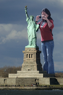 giantess collage jeans asian camera tourists statue_of_liberty