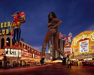 giantess collage city high_heels fishnets people vehicles dark_skin night las_vegas lights tolik upward_view behind_view platform_feels