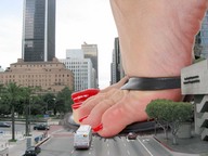 collage feet city unknown_artist streets vehicles pedicure giantess_toes blocking_street scandal