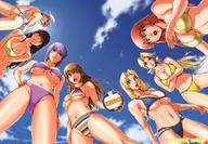 drawing color swimsuit anime low_angle surprised looking_down sky point_of_view from_below