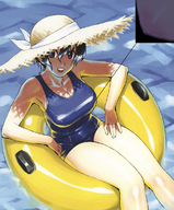 breasts drawing giantess micro trayx color swimsuit anime drawing_collage pool shrunken_man nipple_play on_nipple