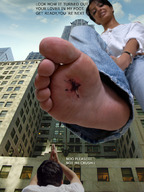 giantess crush collage city barefoot soles blood low_angle story gore looking_down skyscraper cruel point_of_view raised_foot stuck_to_foot imminent_crush looking_at_tiny worshipping