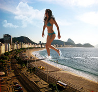 giantess collage city swimsuit beach buildings wonderslug sand highway vehicles wading side_angle jennifer_lawrence