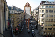 giantess collage city blonde clothed shoes wonderslug streets under_foot between_buildings bar_refaeli car_crush