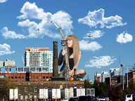 giantess collage blonde destruction clothed buildings helicopter wonderslug tower squatting_down breaking