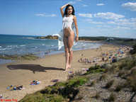 giantess collage beach barefoot bottomless sand standing castor_troy beach_goers