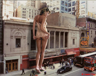 giantess collage barefoot buildings lingerie legs shrunken_people looking_down streets vehicles castor_troy sidewalk