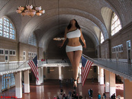 giantess collage high_heels indoors castor_troy hall american_flag two_piece
