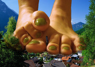 collage destruction barefoot houses pedicure tolik giantess_toes mountain_village green_nails