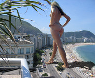 giantess collage nude city blonde beach barefoot buildings unknown_artist sand people highway vehicles under_foot damage side_angle car_crush