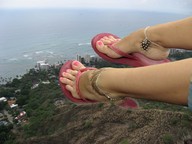 giantess collage feet beach buildings sandals flip_flops pedicured ankle_bracelets