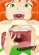 drawing vore comic color shrunken_men unaware entrapment cat_girl sandwich spying in_sandwich