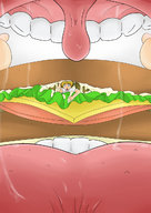 drawing vore comic color shrunken_men unaware entrapment cat_girl sandwich spying in_sandwich