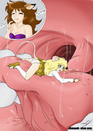 drawing vore color tongue shrunken_woman entrapment cat_girl mouse_girl