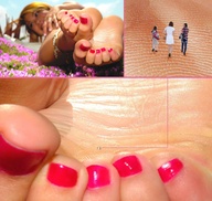 giantess collage micro barefoot soles lying_down shrunken_people pedicure ankle_bracelet on_sole clenched_toes