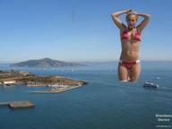 giantess collage blonde swimsuit ocean land ships hayden_panettiere wading