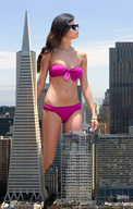giantess collage city swimsuit brunette celebrity skyscrapers docop selena_gomez sgg frontal_view
