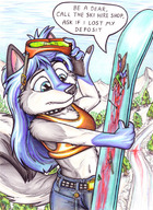 drawing crush tail color destruction blue_hair blood husky gore cerberus snowboard