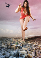 giantess collage city mega destruction barefoot cleavage helicopter huge_breasts foot_crush bobbob looking_at_viewer raised_foot daphne_rosen
