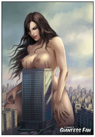 breasts drawing giantess nude city brunette kneeling skyscraper giantessfan ladders rooftop