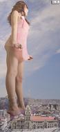 collage mega destruction shoes low_angle red_hair mikeyboy legs village standing point_of_view looking_away cloudy