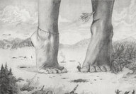 drawing giantess crush feet mega monochrome toes barefoot tank cruel ankle_bracelet bendysky