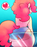 drawing giantess furry tail anthro color long_hair butt blue_eyes butt_crush pink_hair sitting heart fanart shrunken_woman teasing gryphon thighs sheela looking_back sideboob my_little_pony pinkie_pie gilda pressed_on_glass bare_legs bare_midriff clear_chair cutie_mark