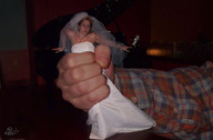 collage giant clothed handheld shrunken_woman bride