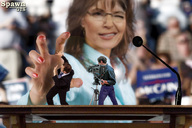 collage scared cameraman shrunken_men hand reaching grabbing manicure sarah_palin spawngts politician