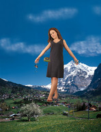 collage destruction barefoot low_angle hand giantess_katelyn looking_down mountains under_foot potyzeff crushed_building alpine_village